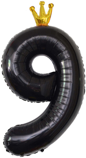 해피제이니 왕관 초대형 숫자 은박 풍선 대형(공기주입 스트로우 동봉), 1개, 블랙왕관9