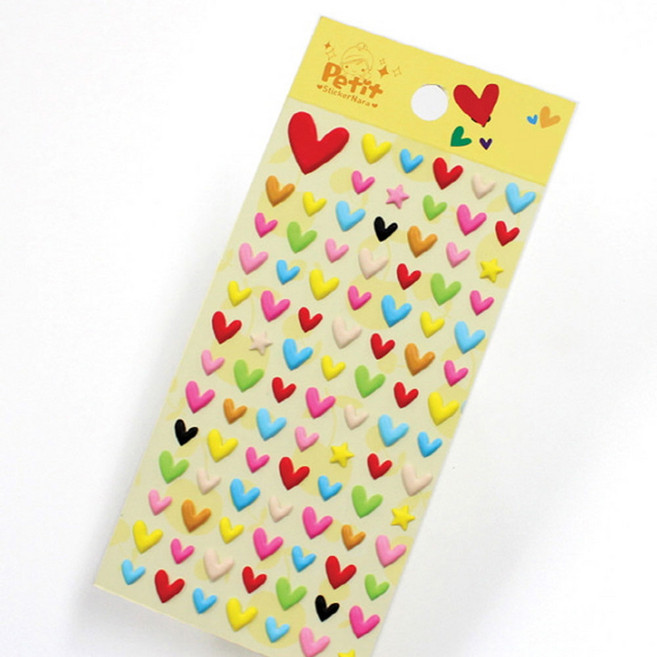 [드림라이프] DA5664 볼록 하트하트스티커 / 귀여운 올록볼록 입체스티커, 1개