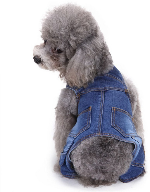 EP] 사이드 포켓 청멜빵바지 강아지의류, 청, 1개