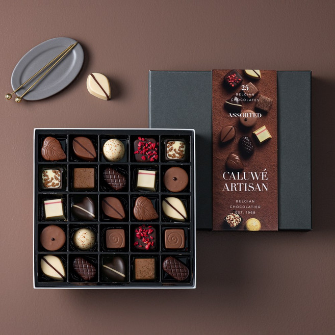 프리미엄 벨기에 초콜릿 칼루위 아티산 믹스드 컬렉션 25P_브라운, 345g, 1박스