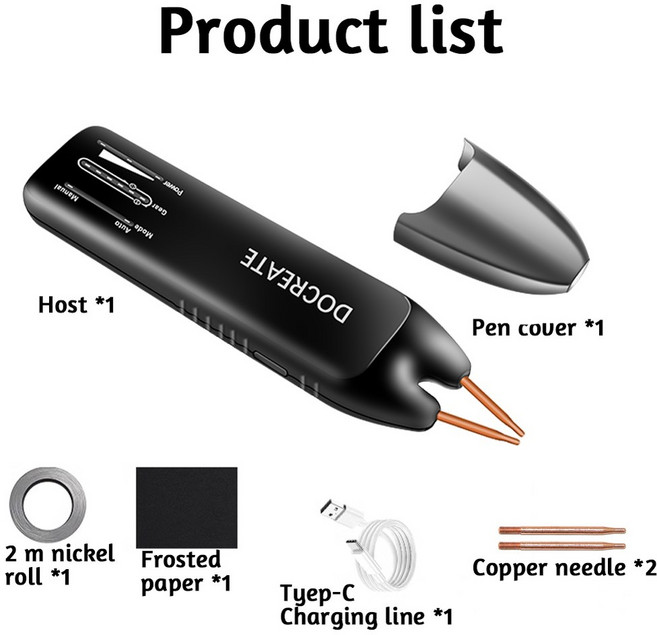 DOCREATE 756 휴대용 핸드 헬드 스폿 용접기 8650 배터리 DIY 미니 가정용 터치 0. 0.25 니켈 시트, 1개