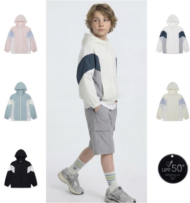 폴햄키즈 신구로점 여름신상~ 공용 UV차단 블럭 홑겹 후드 바람막이 점퍼5color(택1)