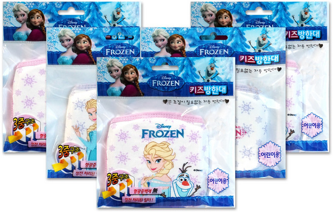 겨울왕국 캐릭터 방한 마스크 어린이 방한대 색상랜덤, 5개, 1개입