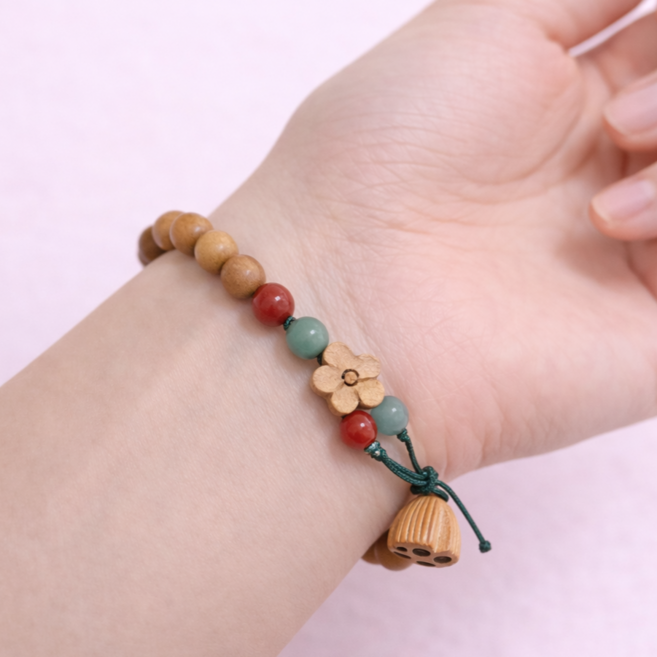 행운 복숭아 나무 여성 팔찌 고급 선물 박스 포함