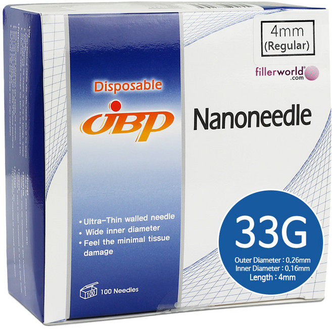 JBP 나노니들 (Nano Needle) 33G x 4mm 100개입 피부과니들 주삿바늘 멸균주사침, 1개