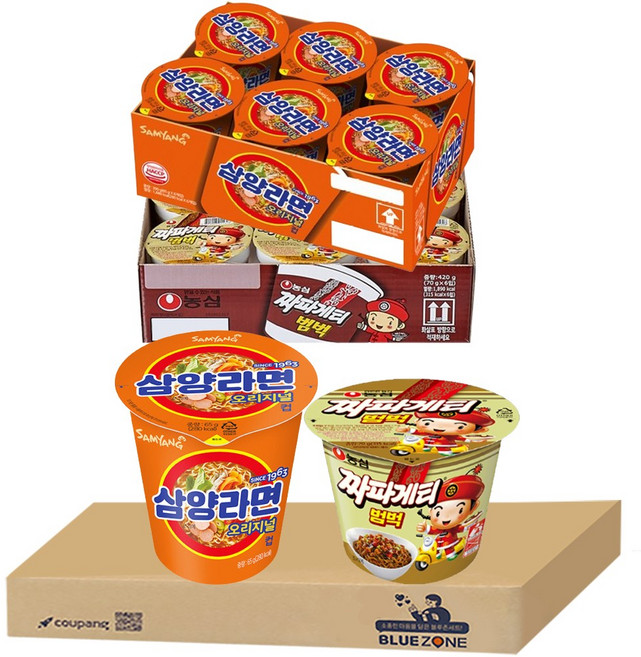 블루존 삼양라면 소컵라면 65g (6입) +짜파게티 범벅 70g (6입)