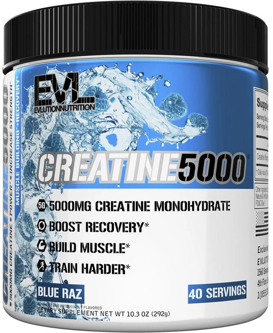 EVLUTIONNUTRITION 크레아틴 5000mg 블루 라즈, 292g, 1개 - 쿠팡