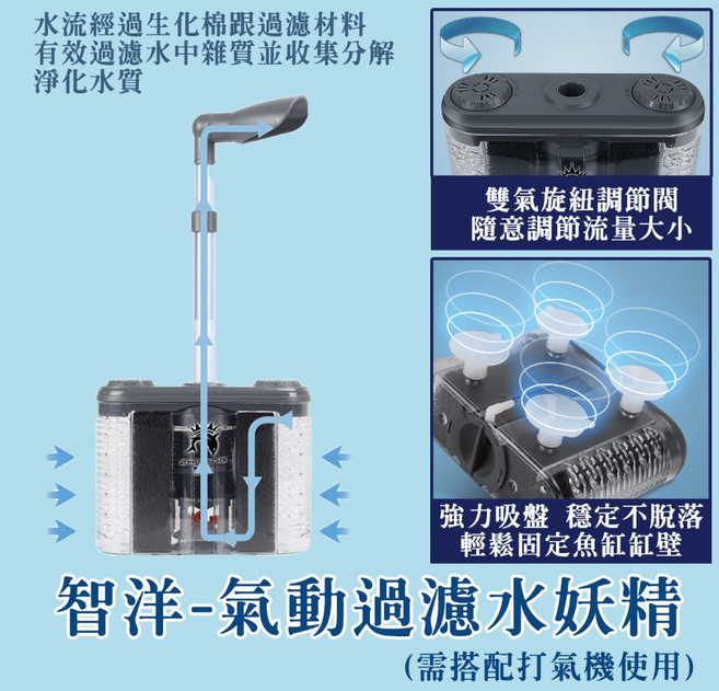 智洋 氣動過濾水妖精 過濾・增氧・淨水, 1個
