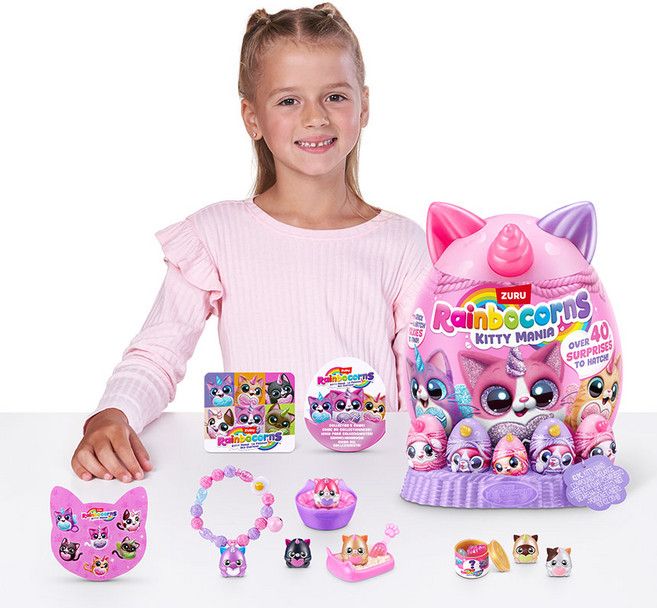 레인보우콘 키티마니아 모찌 유니콘 에착 봉제 동물 고양이 요정 인형 랜덤발송, 1개, 혼합, 30cm