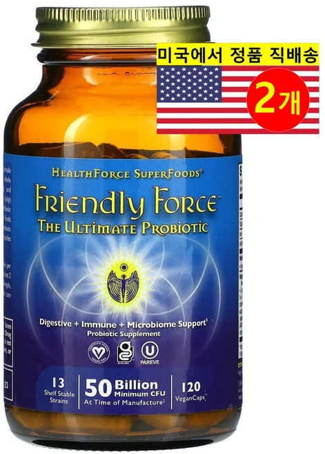 HealthForce 헬스포스 프로바이오틱 Friendly Force Probiotic 250억 CFU, 2개, 120정 - 쿠팡