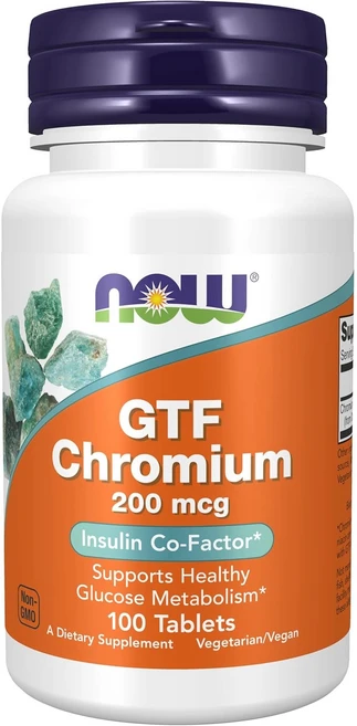 NOW Foods 나우푸드 GTF 크로뮴 고약사 200mcg 100정, 1개 - 쿠팡