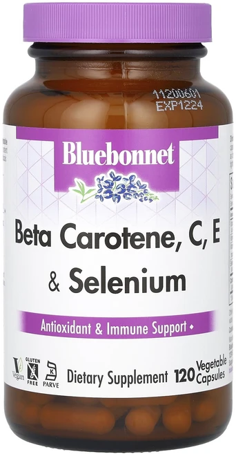 블루본넷뉴트리션 베타 카로틴 C E 플러스 셀레늄 베지캡슐 120정, 3개 - 쿠팡