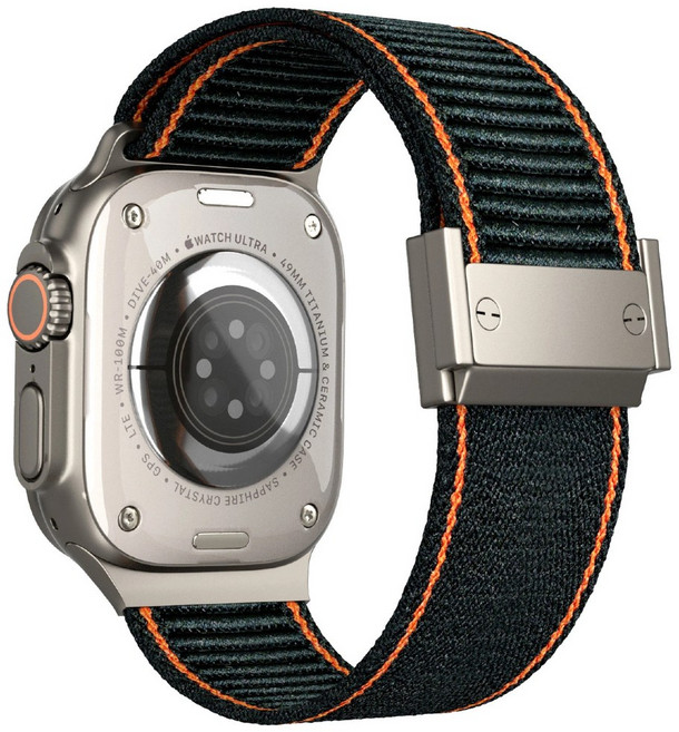 BuGeum 애플워치 호환 고밀도 나일론 스포츠 49mm 46mm 45mm 44mm 42mm 41mm 40mm, 1개, 오렌지