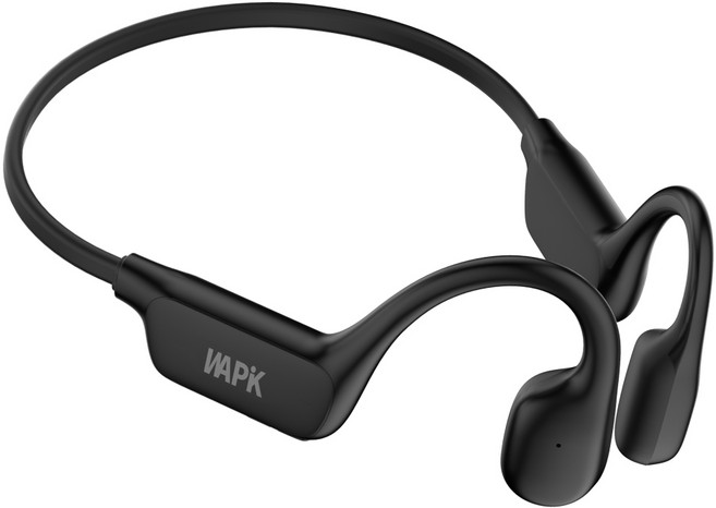 WAPIK 방수 BT5.4 귀걸이형 오픈형 골전도 블루투스 무선 이어폰 N60, 블랙