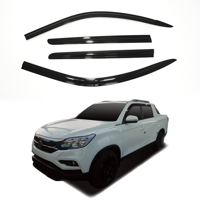 모터한 오토크로바 렉스턴스포츠(2018~) 스모그 썬바이저 D727 4P 몰딩 바이져 가드 도어 바람 빗물받이 햇빛가리개, 쌍용