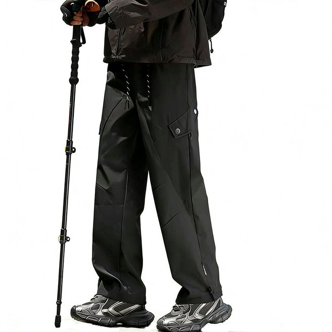 차쿠 남성 봄 가을 겨울 바람막이 바지 와이드 일자핏 기모바지 빈티지 방수 등산 바지 작업복 바지