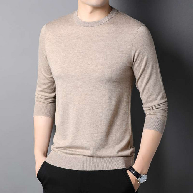 봄 가을 남성 니트티 캐주얼 라운드 니트 티셔츠 슬림핏 얇은 니트 패션 남자 니트 긴팔티 CJJ