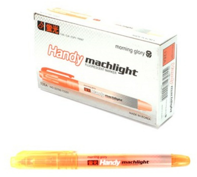 모닝글로리 400 뉴핸디 마하라이트 형광펜 12p, 주황, 1개