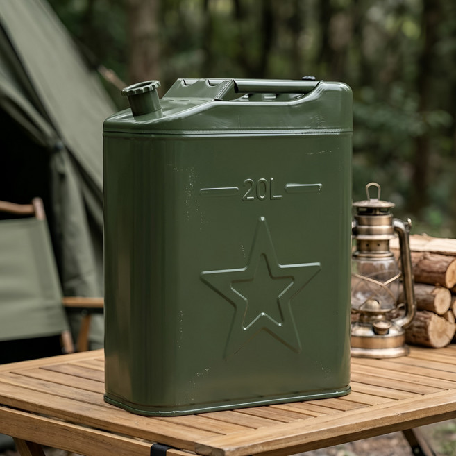 하우브릿 스텐 기름통 스테인리스 급유 캠핑 휘발유통, 1개, 그린 20L