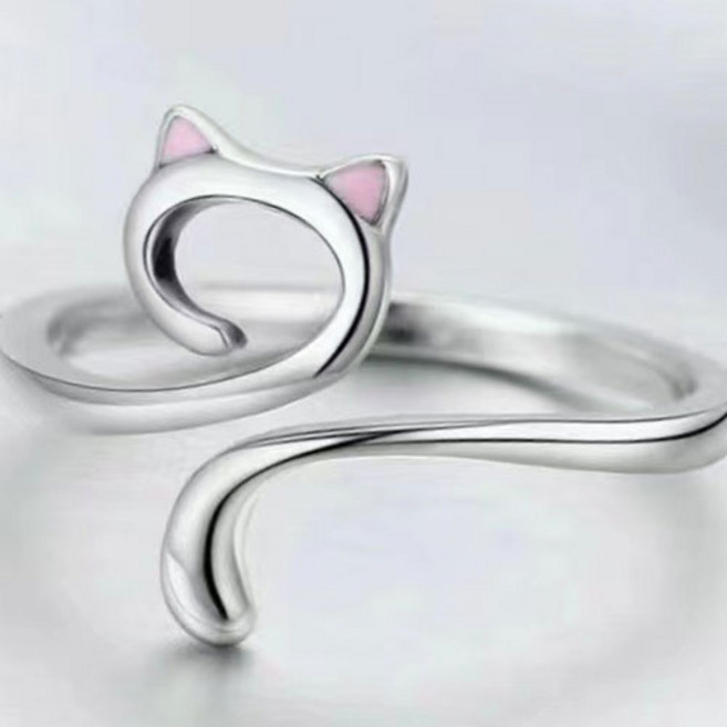 뜨개반지 뜨개링 쓸림방지 니팅링 크로셰링 니트루프링 코바늘링, 3.실버+핑크귀 뜨개링, 1개