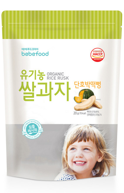 베베푸드 유기농 쌀과자 떡뻥, 단호박, 20g, 1개