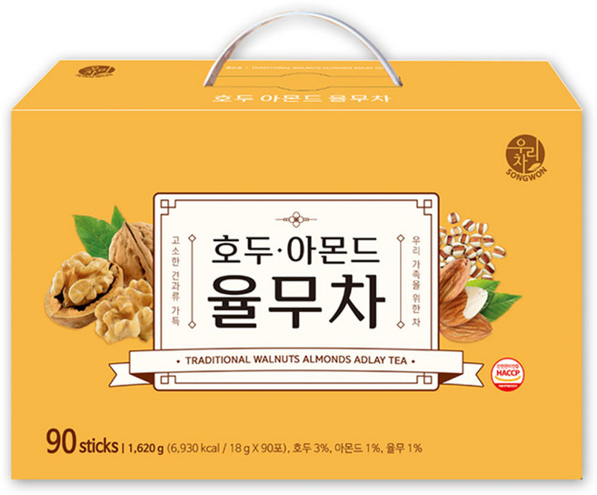 우리차 송원식품 호두 아몬드 율무차 90p, 18g, 90개입, 1개