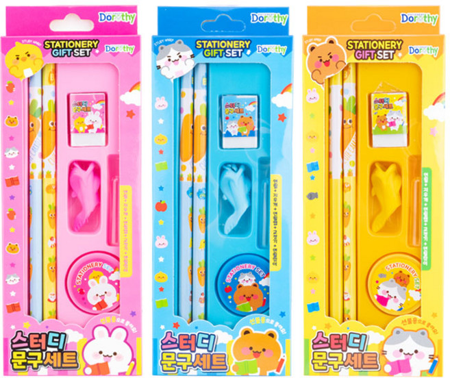 스터디문구세트 연필 지우개 연필캡 연필깍기 교정