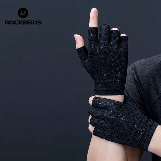 락브로스 S202 역시즌 행사가 자전거 스포츠 장갑 아이스 실크 UV차단 미끄럼방지 등산 헬스 낚시, 그레이, 1개