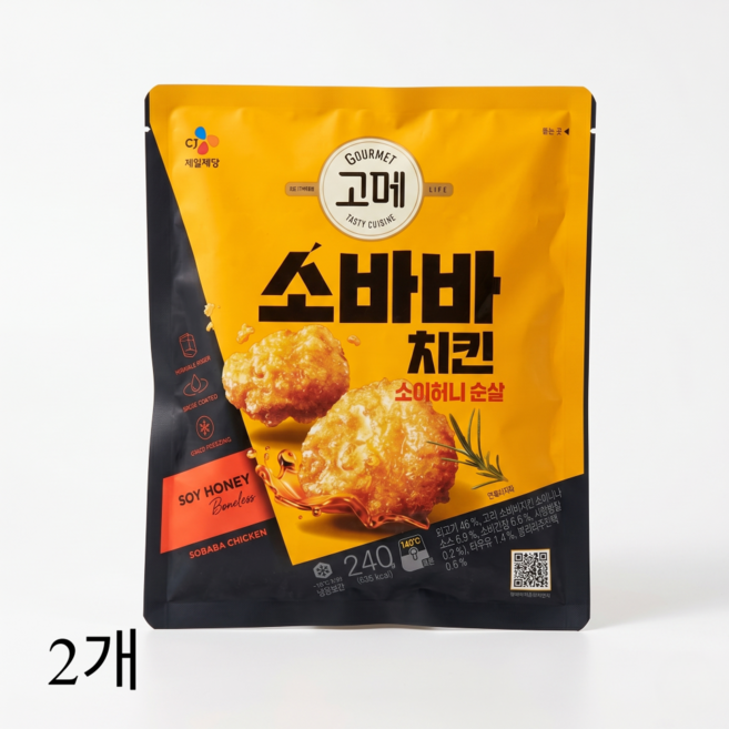 cj제일제당 간편 야식 안주 [고메 소바바치킨] 소이허니 순살 375g, 1.1kg, 2개