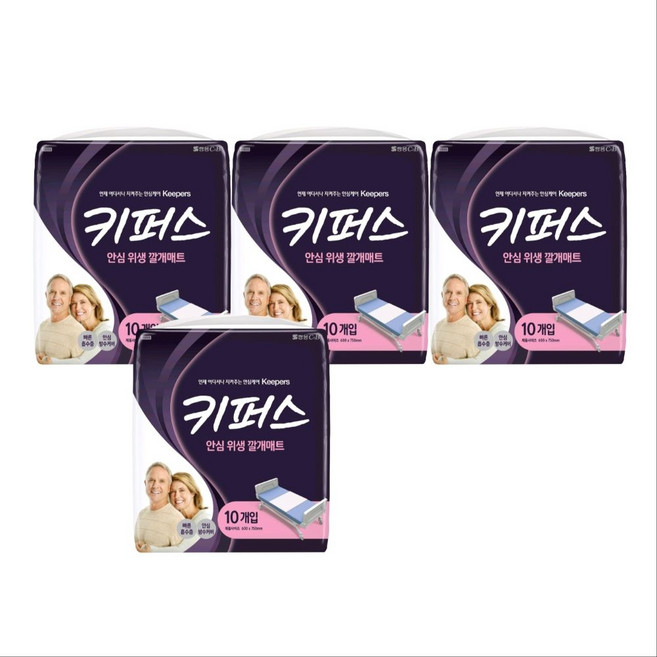 키퍼스 안심 위생 깔개 매트 프리사이즈, 10매입, 4개, 600 x 750mm