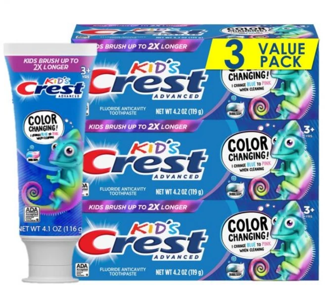 크레스트 키즈 불소 치 버블검 맛 4.2온스 3캔 색이 변 충치 불소가 함유된 어린이, 116g - 쿠팡