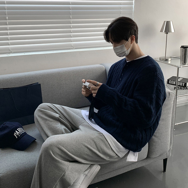 style dr 남자 오버핏 패션 꽈배기니트 어깨넓어보이는 니트