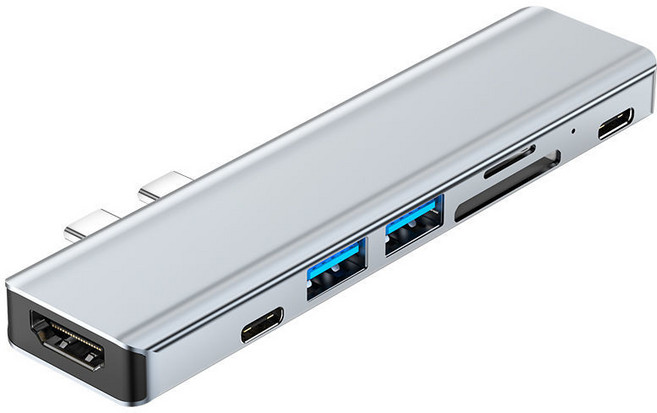 MacBook Air/Pro USB C 타입 멀티 허브, 7in2 typec회전hdmi pd빨리 충전 pd데이터