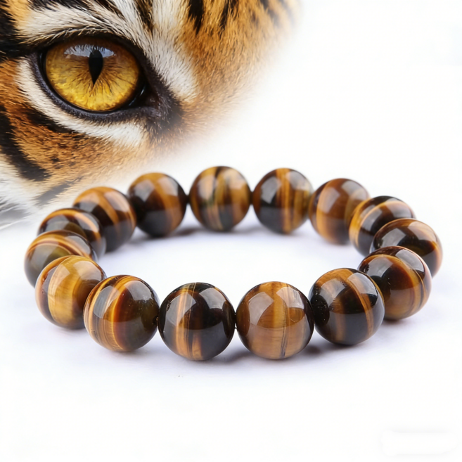 Siemzon 호안석 팔찌 행운 재물운 사업운 학업운 소원 호랑이눈 염주