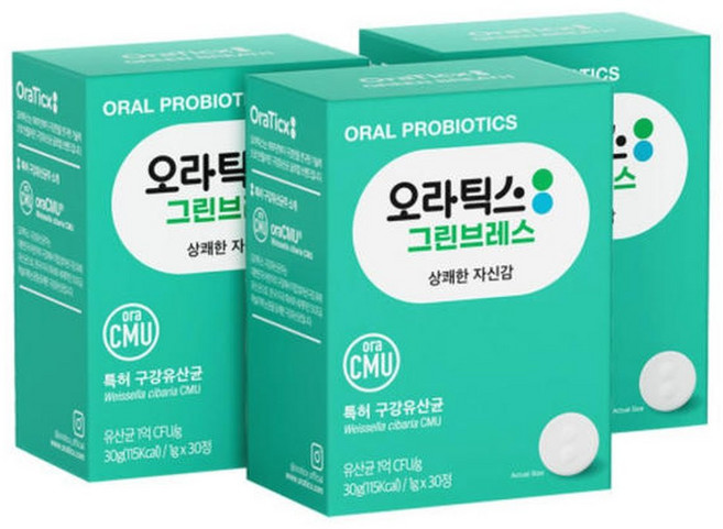 오라틱스 그린브레스 구강 유산균 영양제 면역 유산균 30정 입냄새 구취 전용 3box, 3박스