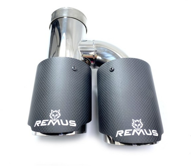 쿠쿠스토어 1Pc 레무스 H 유형 우측 이중 배기 팁 탄소 파이프 테일 머플러 유니버설, 21 3 IN 101 OUT