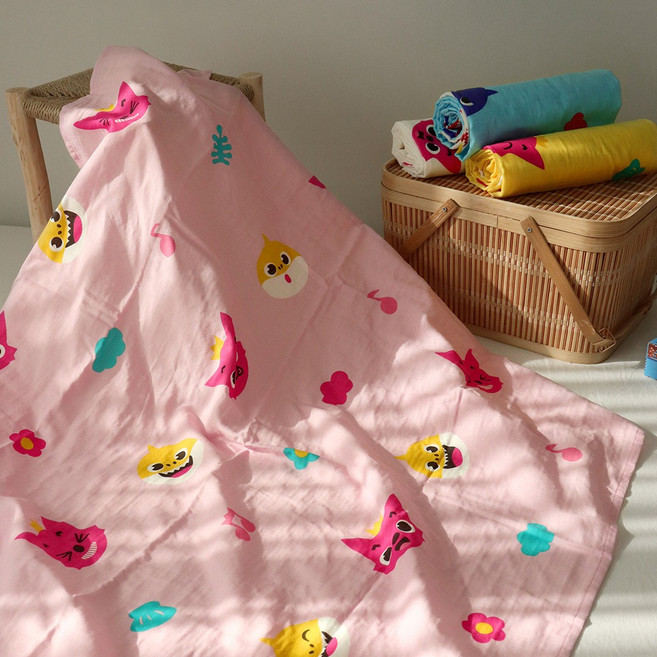 정품 핑크퐁 아기상어 프리미엄 여름 거즈 순면 아기담요 블랭킷