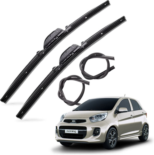 모닝 SA TA JA 어반 전차종 순정(호환)형 자동차 프리미엄 와이퍼 전면 리필고무 1+1+1, 모닝TA-PR550+400mm커넥터A, +리필고무 각 사이즈 1개씩