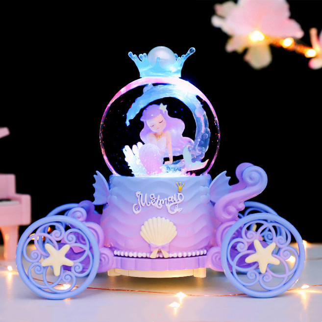 키즈브릭스 자동 눈날림 LED 오르골 회전하는 엔젤 워터볼, 라파엘