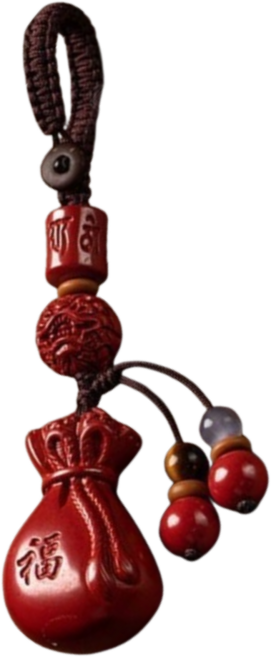 올띵즈원 미니 경면주사 복주머니 행운 키링, 1개, 복주머니다크레드