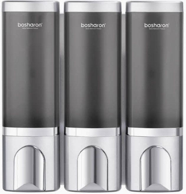 호텔 욕실 디스펜서 무타공 주방 샴푸통 고급 물비누 벽걸이 500ml, 3개, 루미스 실버