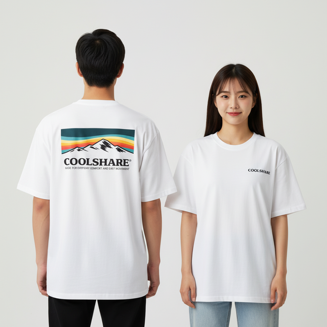 웨이브 남자 오버핏 프린팅 반팔 티셔츠 빅사이즈