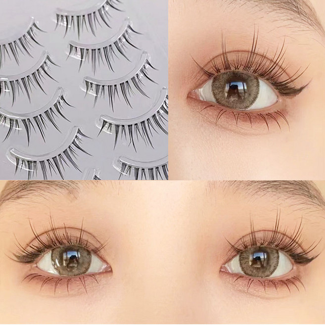 Muvsthy 데일리 대용량 인조 가닥 부분 아이돌 인형 코스프레 포인트 연장 속눈썹 쿨걸 라인속눈썹 L, 1개, 투명