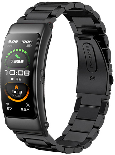 화웨이 토크밴드 B6 토크밴드 B5 밴드 b3 용 럭셔리 스테인레스 스틸 스트랩 교체 스트랩 금속 팔찌 벨트 스트랩 HUAWEI talkband B6 talkband B5, Black-3