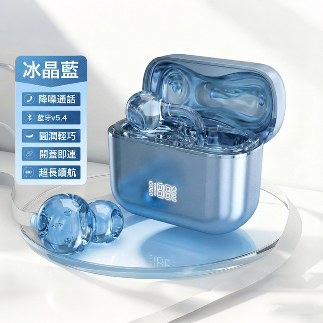 2025新款骨傳導不入耳藍牙耳機夾耳式數顯長續航M91耳機適用華爲, 如圖所示, N39藍色高配版