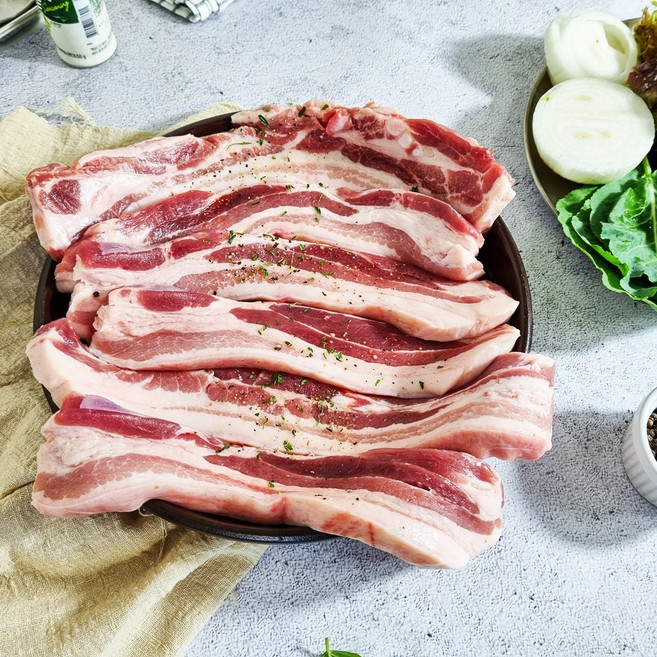 버크셔K 지리산 흑돼지 삼겹살 미박 구이용 8mm, 600g, 1개