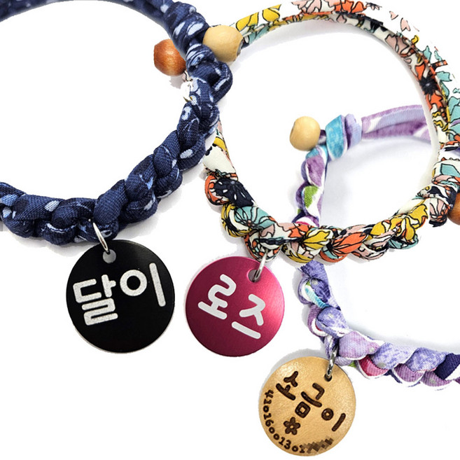 부드럽고 편안한 패브릭 강아지 고양이 인식표목걸이, 1개, 28.러블리볼드D