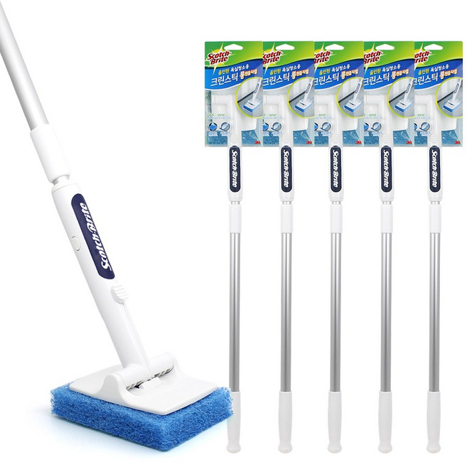 3M 올인원 욕실청소용 크린스틱 롱핸들 1입 + 리필 1입, 5개