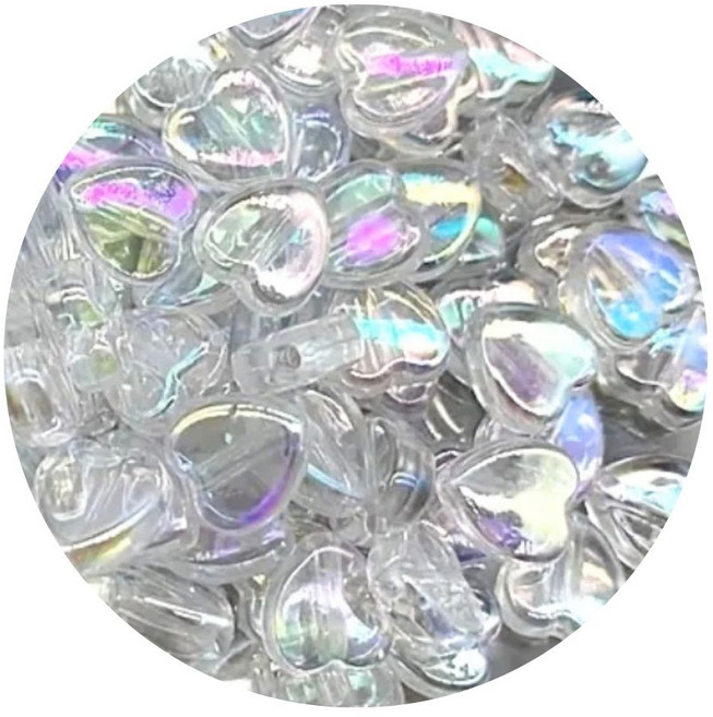 하트 비즈 (투명 오로라빛)