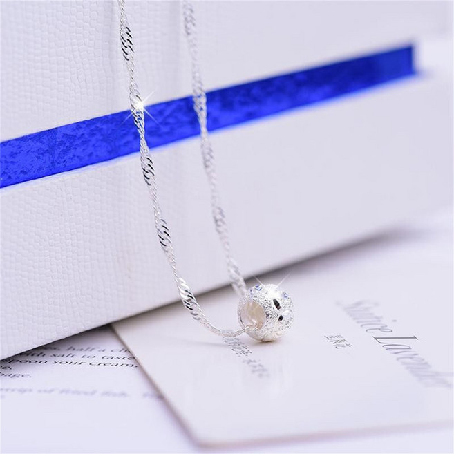 besteffie 여성용 심플 화려한 큐빅 볼 펜던트 목걸이 메탈 실버 도금 데일리 K87